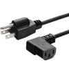 NavePoint 3-Prong AC Right Angle Power Cord 6 Ft Black