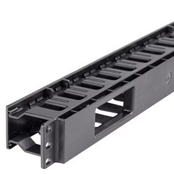 NavePoint 1U Horizontal Plastic Hinged Cable Management Raceway 2 Inches Deep, Black -Server Cabinet Accessories 00400495 4 07057.1636141601