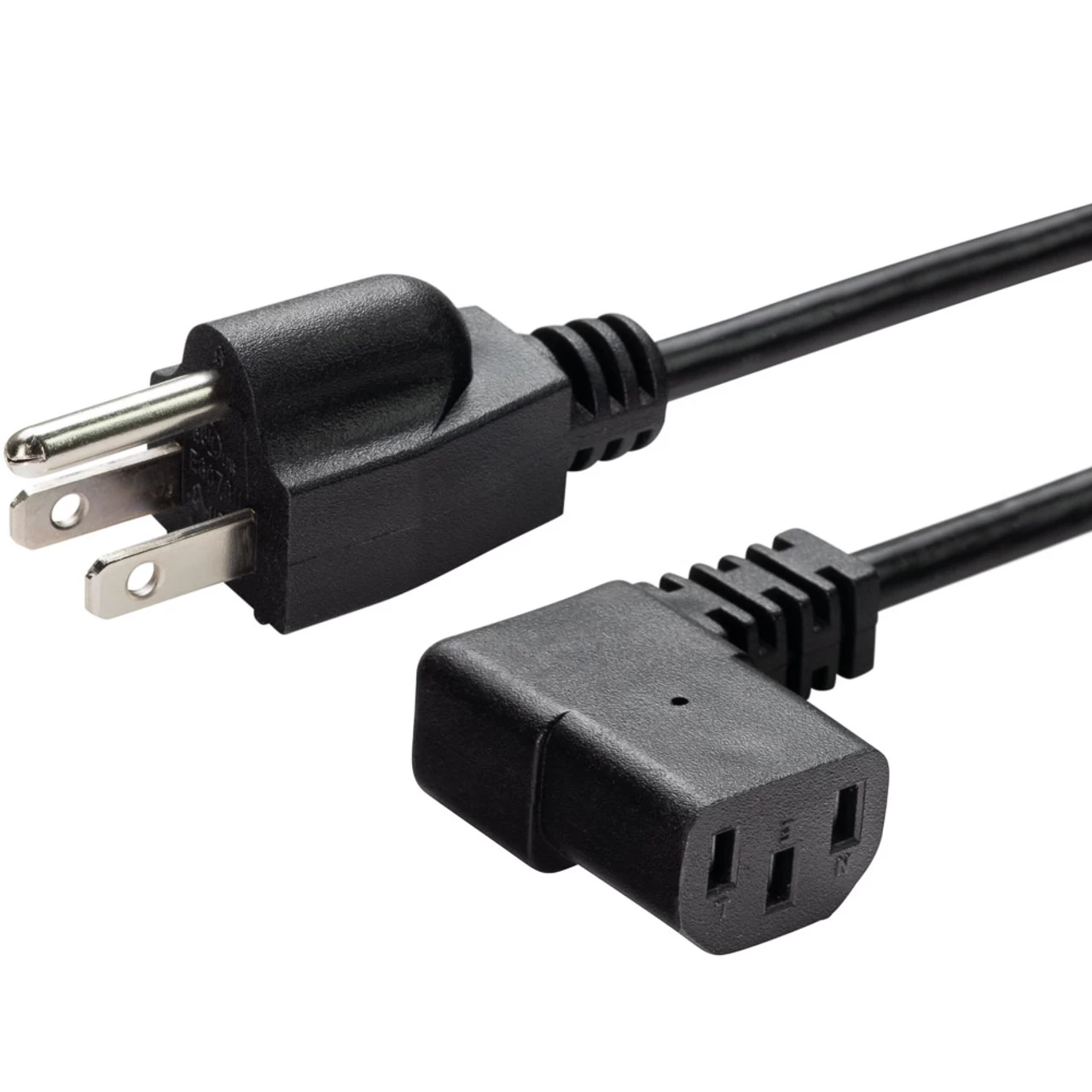 NavePoint 3-Prong AC Right Angle Power Cord 15 Ft Black 3 NavePoint 3-Prong AC Right Angle Power Cord 15 Ft Black