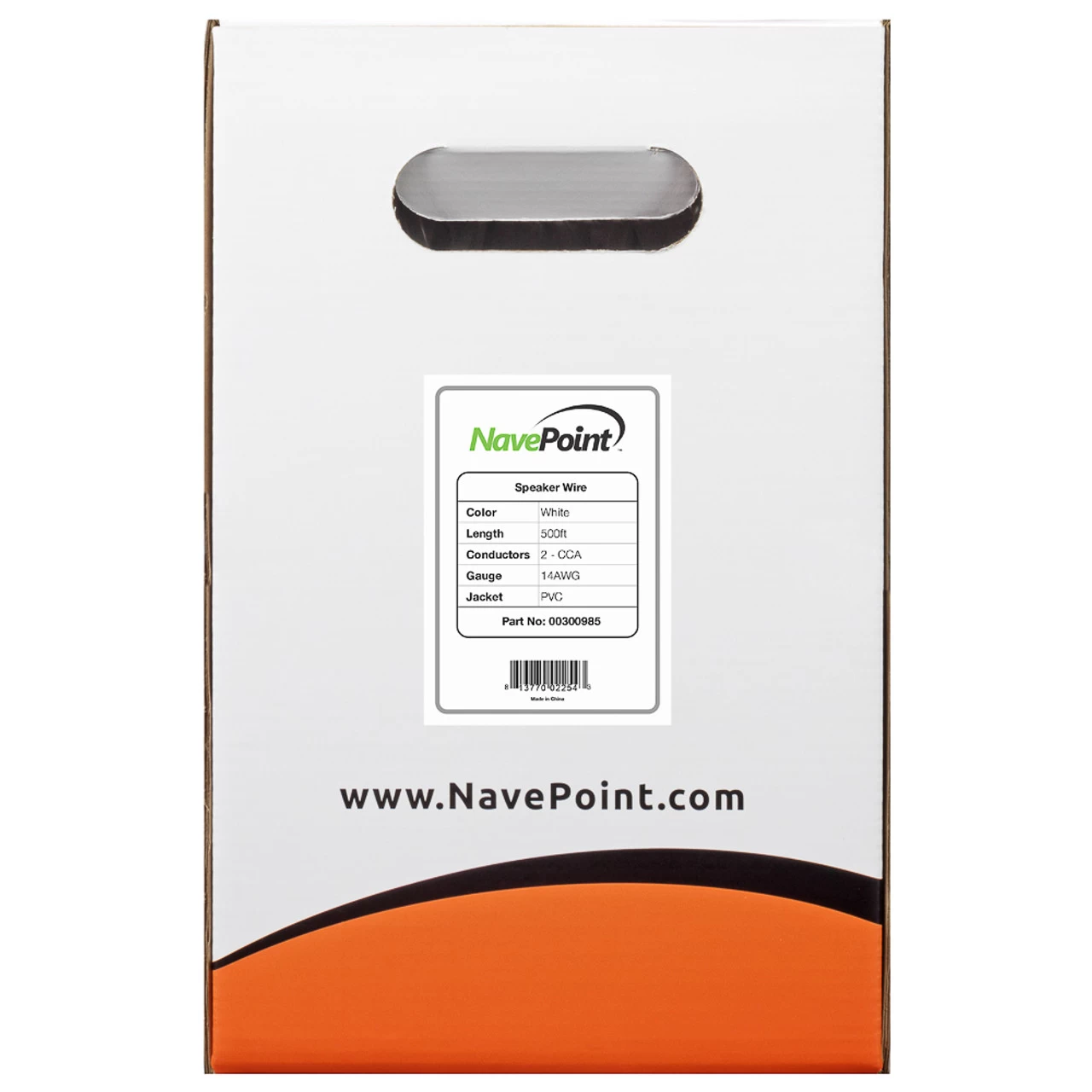 NavePoint 14/2 CL2 In Wall Speaker Cable 2 Conductor White - 500 Ft 3 NavePoint 14/2 CL2 In Wall Speaker Cable 2 Conductor White - 500 Ft