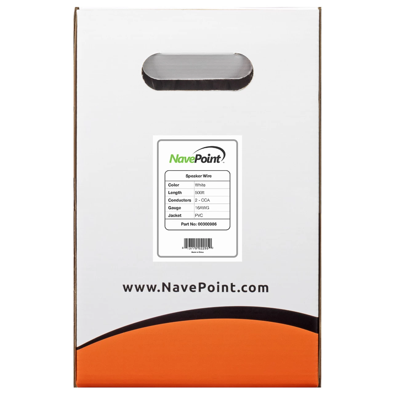 NavePoint 16/2 CL2 In Wall Speaker Cable 2 Conductor White - 500 Ft 3 NavePoint 16/2 CL2 In Wall Speaker Cable 2 Conductor White - 500 Ft