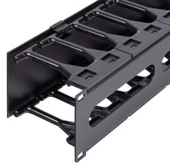 NavePoint 2U Horizontal Plastic Cable Management Raceway 4 Inches Deep, Black -Server Cabinet Accessories 00404170 4 00043.1636141588