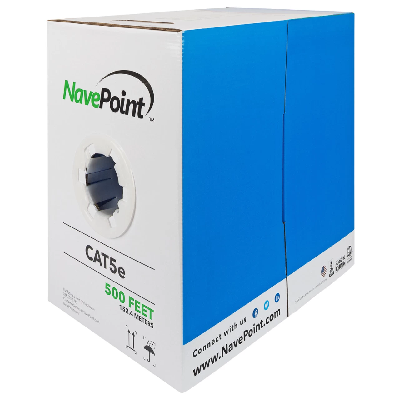 NavePoint CAT5e Bulk Network Cable Ethernet UTP CCA - 500 Ft Blue 4 NavePoint CAT5e Bulk Network Cable Ethernet UTP CCA - 500 Ft Blue - Image 2