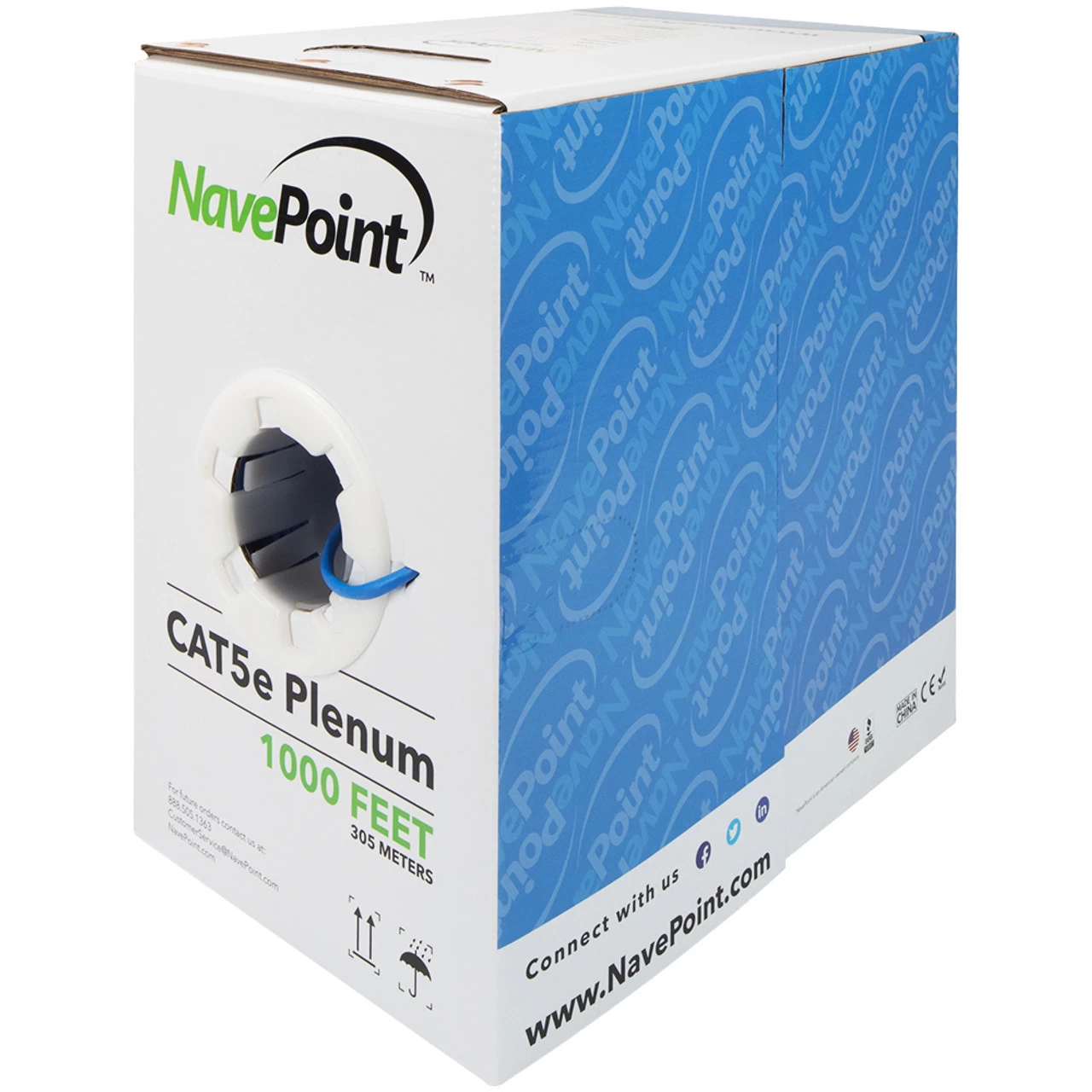 NavePoint CAT5e Bulk Network Cable Ethernet UTP Plenum Jacket - 1000 Ft Blue 4 NavePoint CAT5e Bulk Network Cable Ethernet UTP Plenum Jacket - 1000 Ft Blue - Image 2