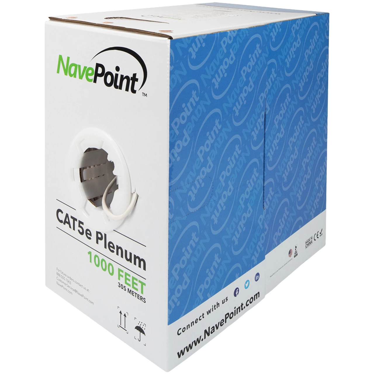 NavePoint CAT5e Bulk Network Cable Ethernet UTP Plenum Jacket - 1000 Ft White 4 NavePoint CAT5e Bulk Network Cable Ethernet UTP Plenum Jacket - 1000 Ft White - Image 2