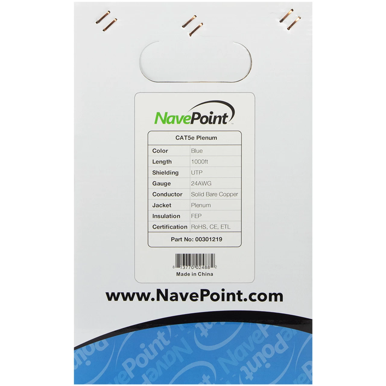 NavePoint CAT5e Bulk Network Cable Ethernet UTP Plenum CMP - 1000 Ft Blue 3 NavePoint CAT5e Bulk Network Cable Ethernet UTP Plenum CMP - 1000 Ft Blue