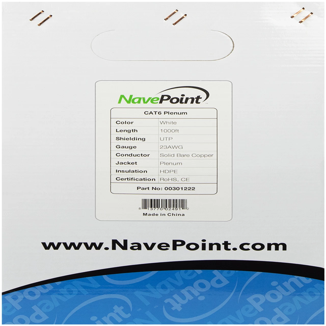 NavePoint CAT6 Bulk Network Cable Ethernet UTP Plenum Jacket - 1000 Ft White 3 NavePoint CAT6 Bulk Network Cable Ethernet UTP Plenum Jacket - 1000 Ft White