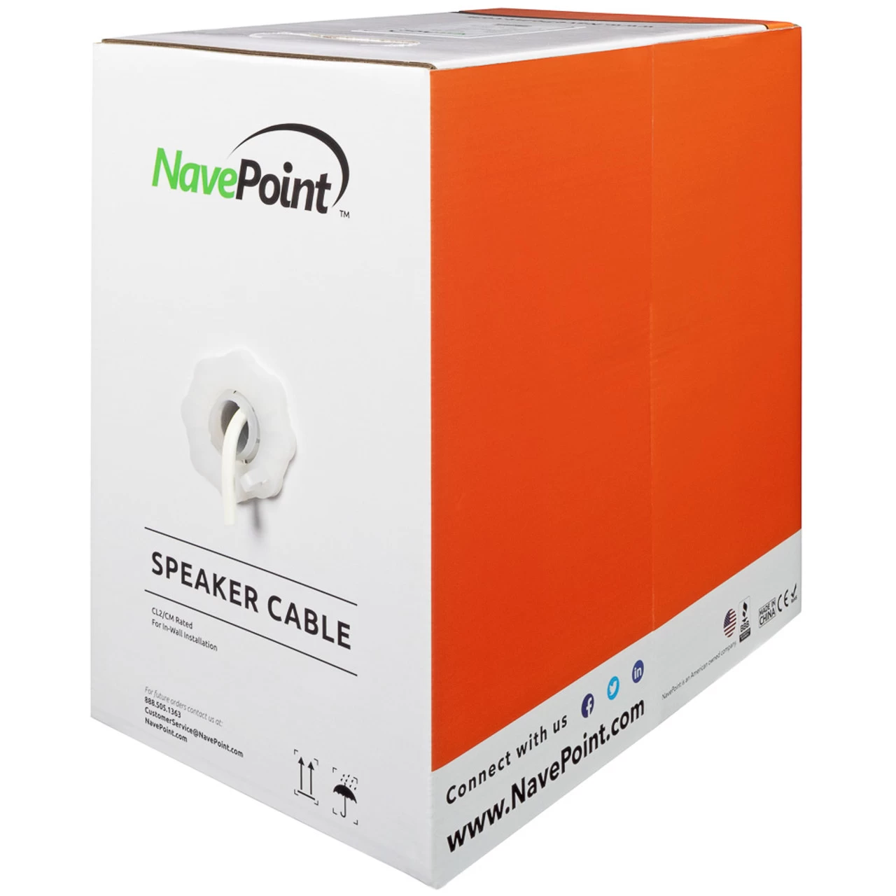 NavePoint 16/4 CL2 In Wall Speaker Cable 4 Conductor White - 500 Ft 4 NavePoint 16/4 CL2 In Wall Speaker Cable 4 Conductor White - 500 Ft - Image 2