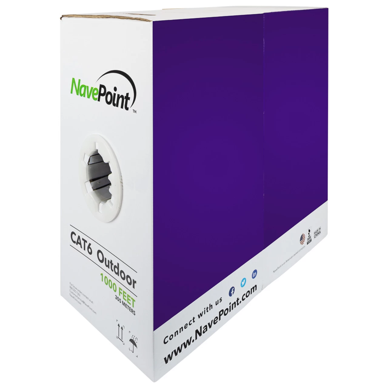 NavePoint CAT6 UTP Outdoor Direct Burial HDPE CCA Ethernet Cable 1000 Ft Black 4 NavePoint CAT6 UTP Outdoor Direct Burial HDPE CCA Ethernet Cable 1000 Ft Black - Image 2