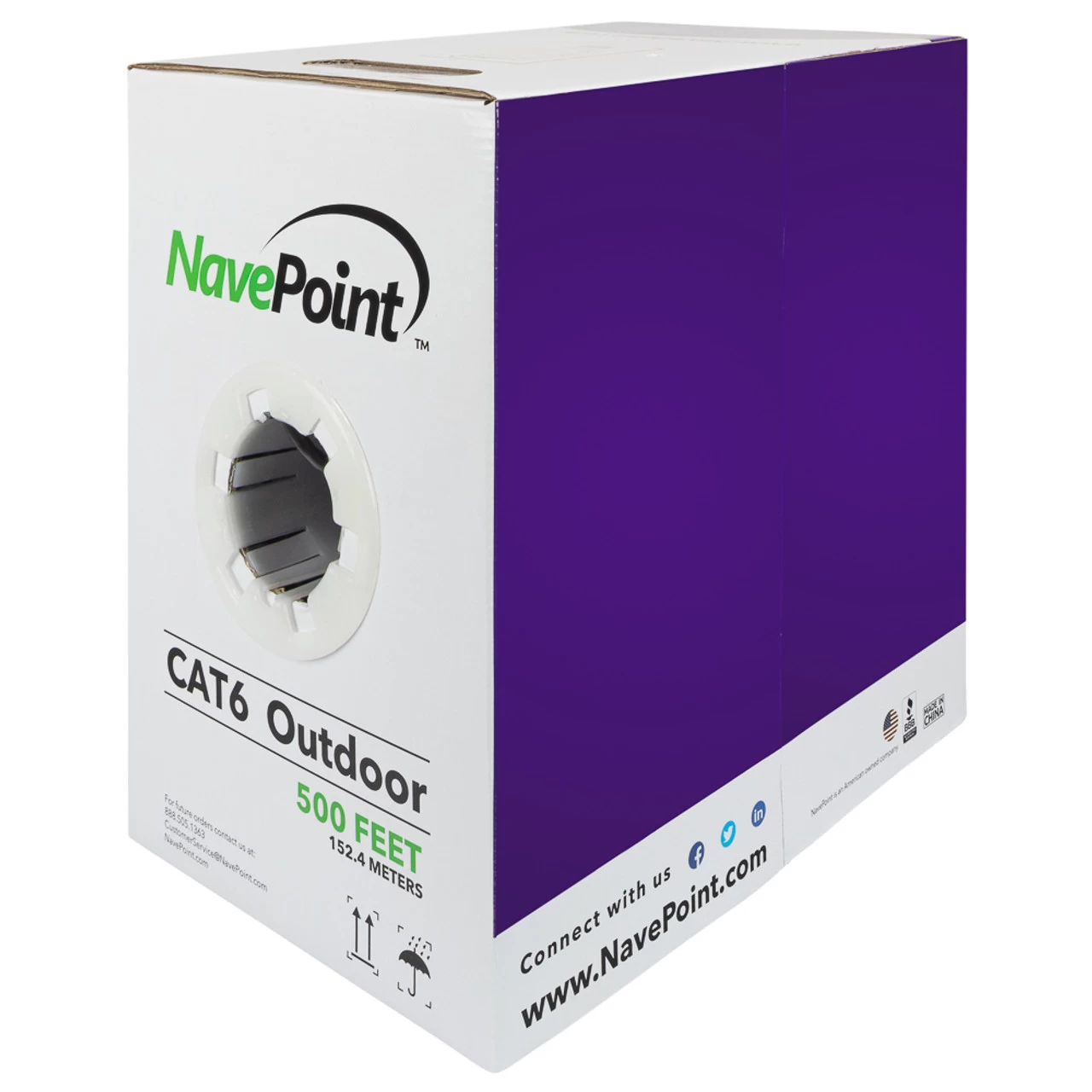 NavePoint CAT6 UTP Outdoor Direct Burial HDPE CCA Ethernet Cable 500 Ft Black 4 NavePoint CAT6 UTP Outdoor Direct Burial HDPE CCA Ethernet Cable 500 Ft Black - Image 2