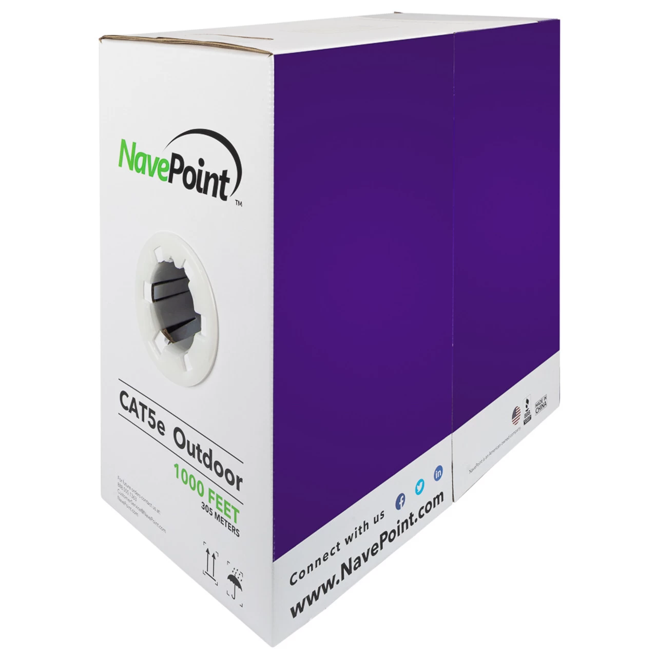 NavePoint CAT5e UTP Outdoor Direct Burial HDPE CCA Ethernet Cable 1000 Ft Black 4 NavePoint CAT5e UTP Outdoor Direct Burial HDPE CCA Ethernet Cable 1000 Ft Black - Image 2