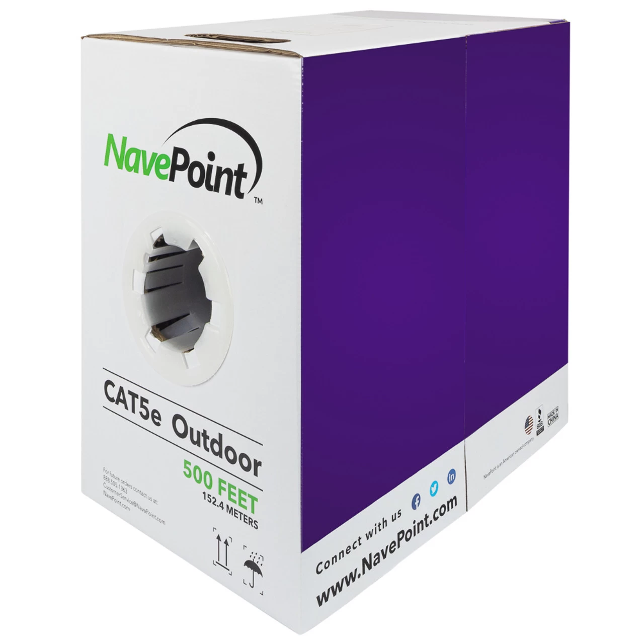 NavePoint CAT5e UTP Outdoor Direct Burial HDPE CCA Ethernet Cable 500 Ft Black 4 NavePoint CAT5e UTP Outdoor Direct Burial HDPE CCA Ethernet Cable 500 Ft Black - Image 2