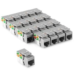 NavePoint 90 Degree Cat5e Keystone Jack Gray 25-Pack -Server Cabinet Accessories 00406338 5 67380.1636141894