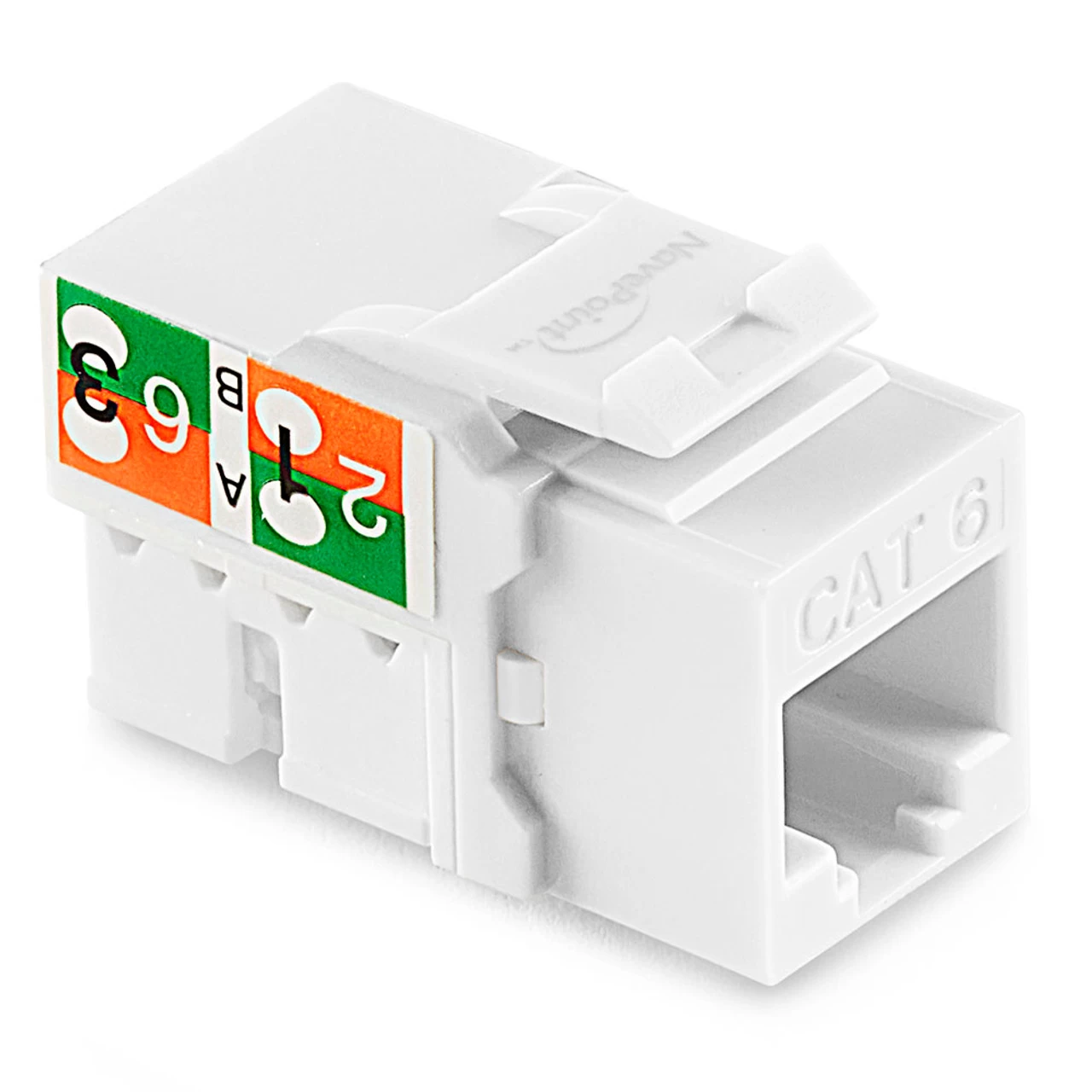 NavePoint 90 Degree Cat6 Keystone Jack White 25-Pack 3 NavePoint 90 Degree Cat6 Keystone Jack White 25-Pack