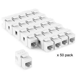 NavePoint 180 Degree Cat5e Keystone Jack White 50-Pack -Server Cabinet Accessories 00406347 5 92808.1636141900