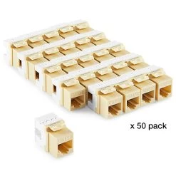 NavePoint 180 Degree Cat5e Keystone Jack Ivory 50-Pack -Server Cabinet Accessories 00406351 5 69184.1636141902