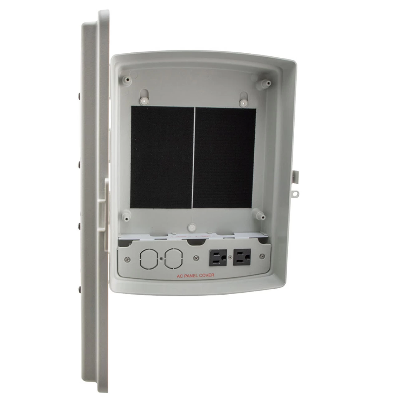 14x10x04 ABS Plastic Indoor IP54 NEMA 12 Enclosure, Hook & Loop Mounting, Vent Lid 120 VAC Outlets, Gray 4 14x10x04 ABS Plastic Indoor IP54 NEMA 12 Enclosure, Hook & Loop Mounting, Vent Lid 120 VAC Outlets, Gray - Image 2