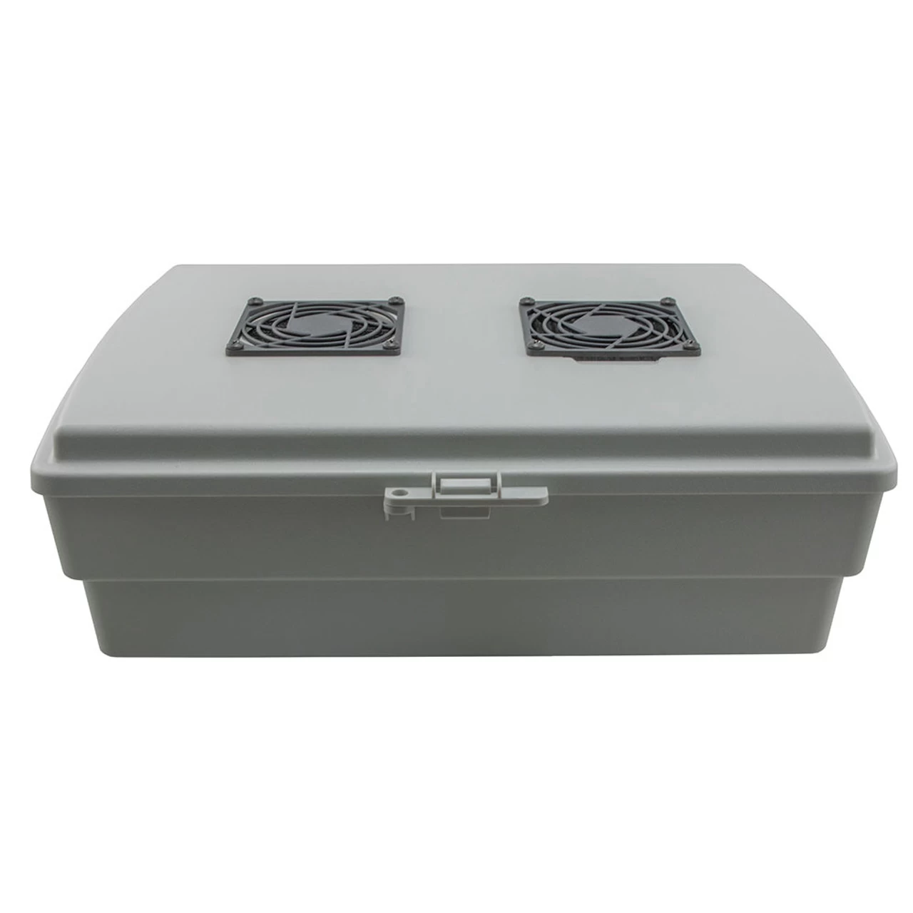 14x10x04 ABS Plastic Indoor IP54 NEMA 12 Enclosure, Hook & Loop Mounting, Vent Lid 120 VAC Outlets, Gray 6 14x10x04 ABS Plastic Indoor IP54 NEMA 12 Enclosure, Hook & Loop Mounting, Vent Lid 120 VAC Outlets, Gray - Image 4