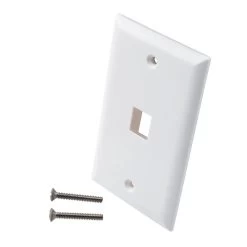 Snap-In Keystone Jack Flush Mount Wall Plate, ABS, 1-Port, White, 10-Pack