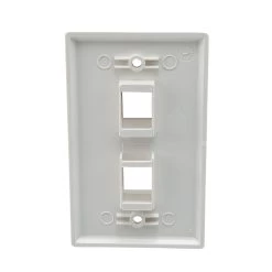 Snap-In Keystone Jack Flush Mount Wall Plate, ABS, 2-Port, White, 10-Pack -Server Cabinet Accessories 00406815 3 99745.1678150174