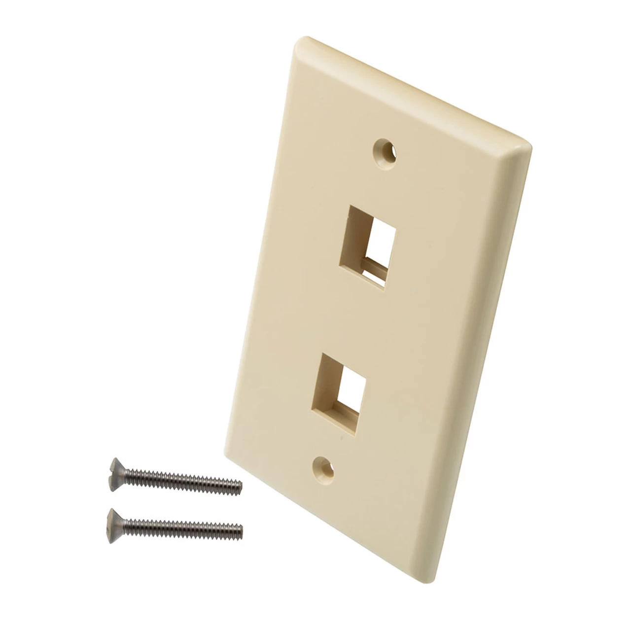 Snap-In Keystone Jack Flush Mount Wall Plate, ABS, 2-Port, Ivory, 10-Pack 3 Snap-In Keystone Jack Flush Mount Wall Plate, ABS, 2-Port, Ivory, 10-Pack