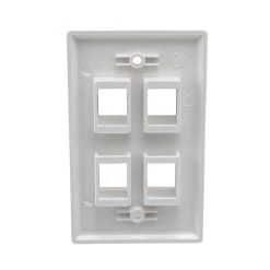 Snap-In Keystone Jack Flush Mount Wall Plate, ABS, 4-Port, White, 10-Pack -Server Cabinet Accessories 00406823 3 93383.1678150181
