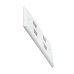 Snap-In Keystone Jack Flush Mount Wall Plate, ABS, 4-Port, White, 10-Pack -Server Cabinet Accessories 00406823 4 38135.1678205325