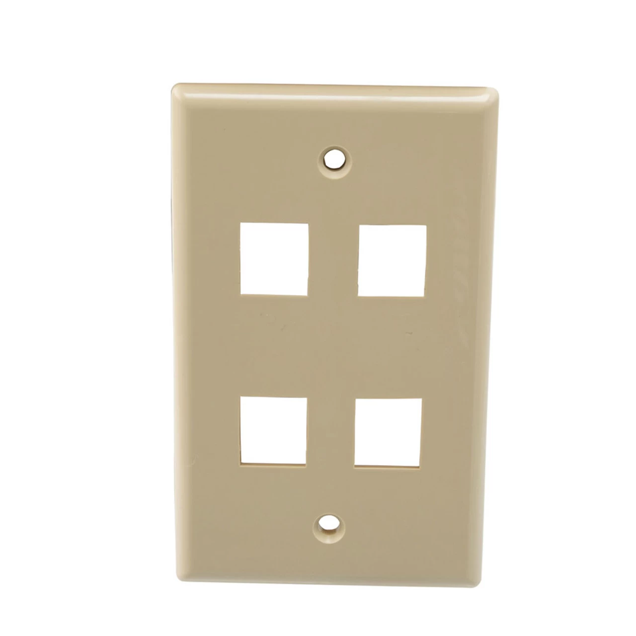Snap-In Keystone Jack Flush Mount Wall Plate, ABS, 4-Port, Ivory, 10-Pack 4 Snap-In Keystone Jack Flush Mount Wall Plate, ABS, 4-Port, Ivory, 10-Pack - Image 2
