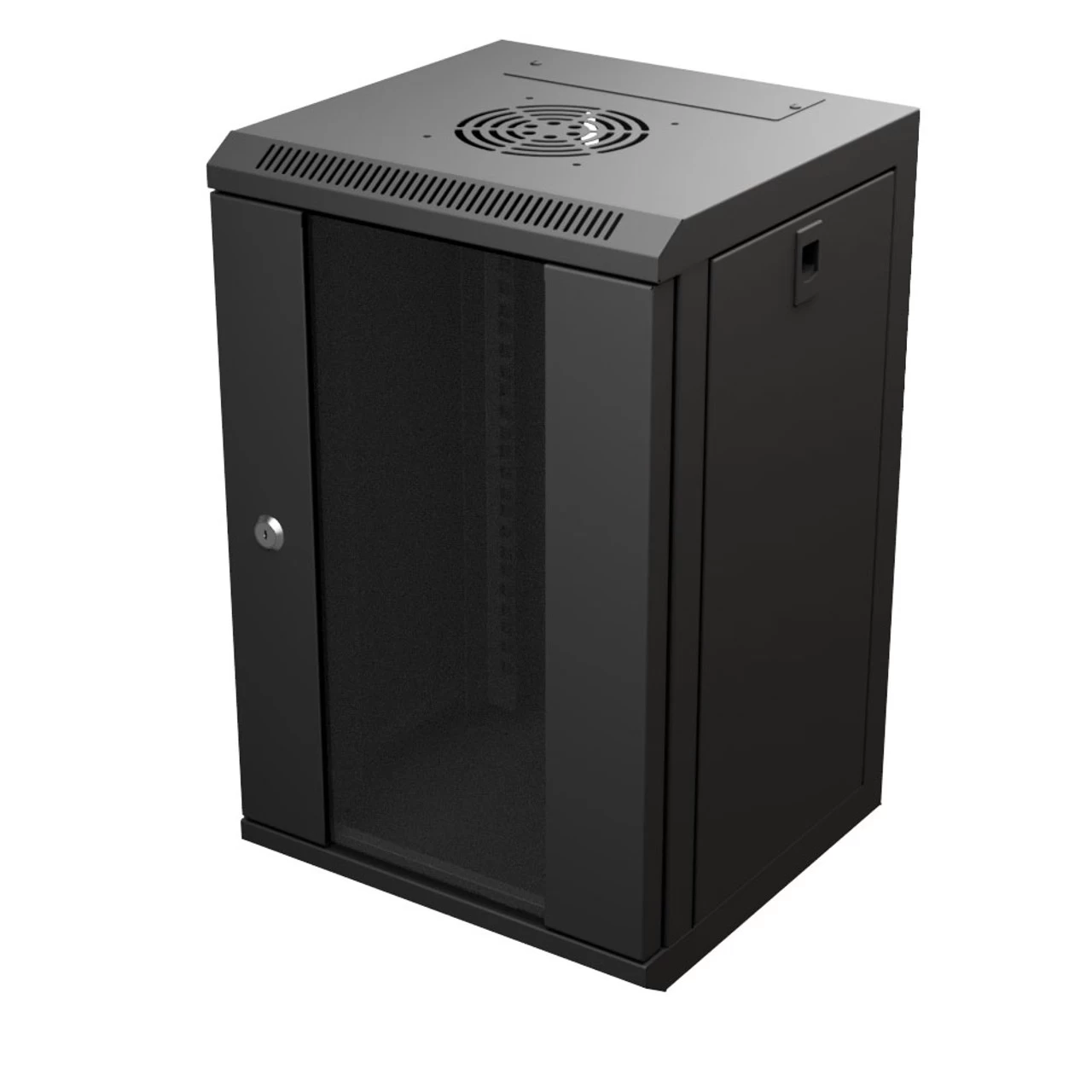 11.8 In Wall Mount Network Cabinet, 9U, Tempered Glass, Reversible, Black 4 11.8 In Wall Mount Network Cabinet, 9U, Tempered Glass, Reversible, Black - Image 2