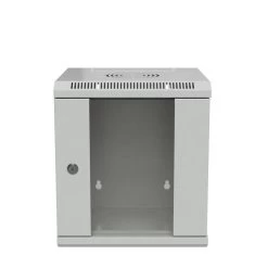 11.8 In Wall Mount Network Cabinet, 6U, Tempered Glass, Reversible, Gray