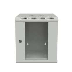 15.75 In Wall Mount Network Cabinet, 6U, Tempered Glass, Reversible, Gray
