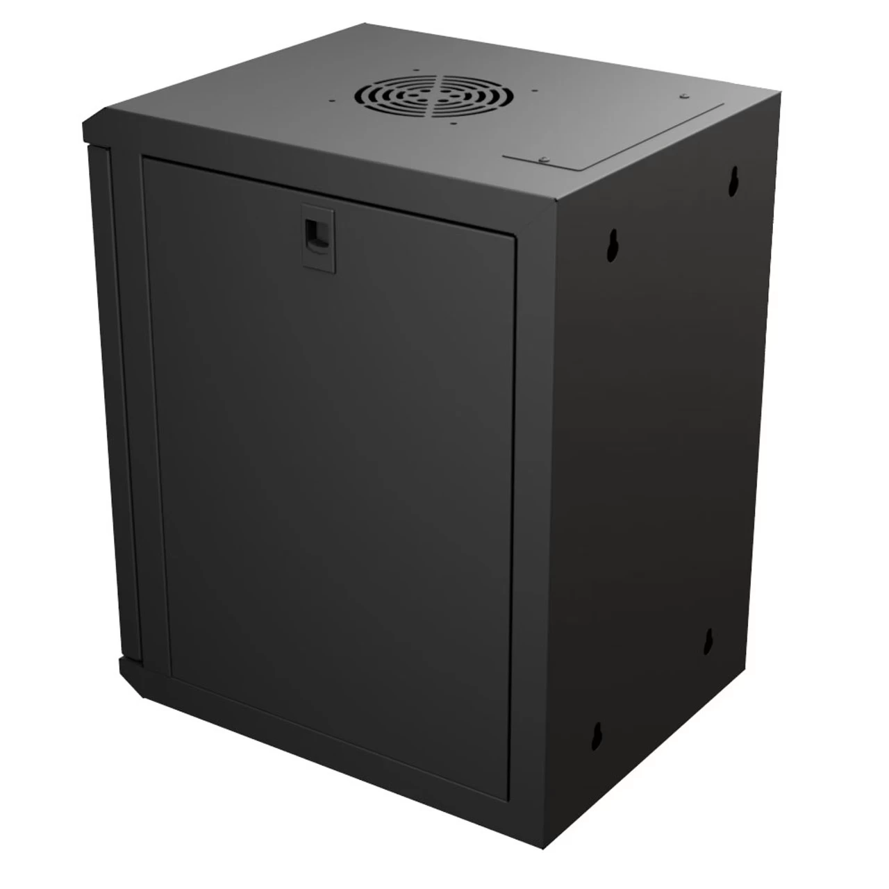 9U 10 Inch Network Server Cabinet, 15.75 Inch Deep, Glass Door, Black, Wall Mountable, 2 X Shelves, 1 X Blank Panel 6 9U 10 Inch Network Server Cabinet, 15.75 Inch Deep, Glass Door, Black, Wall Mountable, 2 X Shelves, 1 X Blank Panel - Image 4