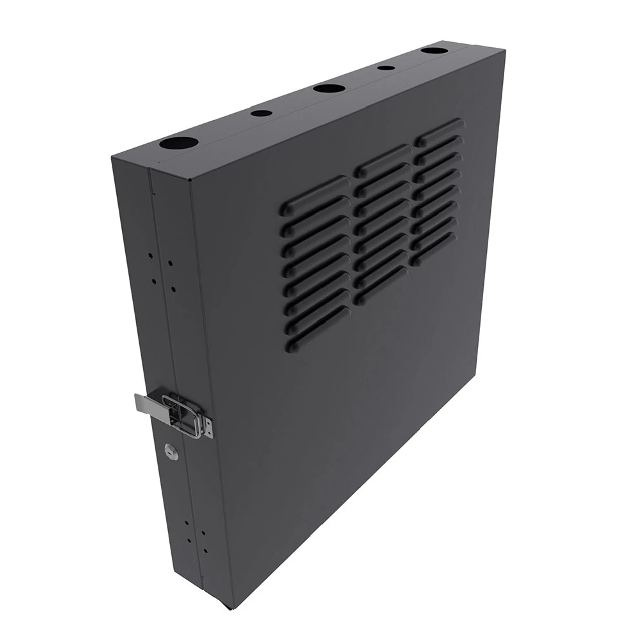 2U Vertical Wall Mount Enclosure, 12.7 Inch (325mm) To 15.7 Inch (400mm) Depth, Cold-rolled Steel, Black 3 2U Vertical Wall Mount Enclosure, 12.7 Inch (325mm) To 15.7 Inch (400mm) Depth, Cold-rolled Steel, Black