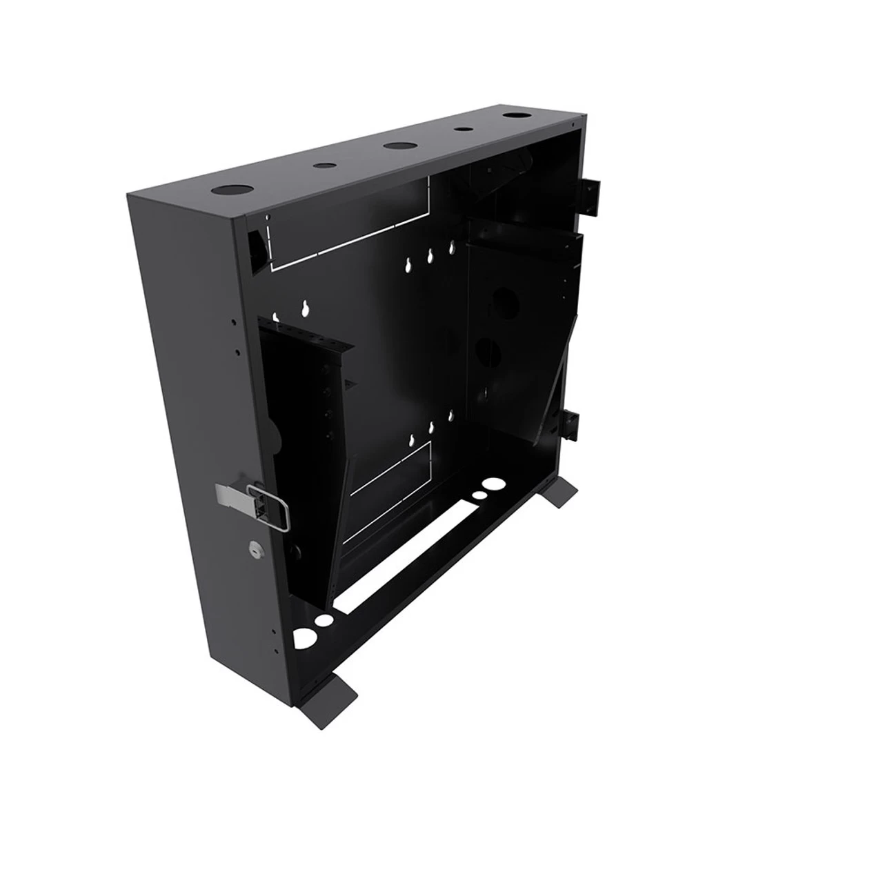 4U Vertical Wall Mount Enclosure, 12.7 Inch (325mm) To 15.7 Inch (400mm) Depth, Cold-rolled Steel, Black 5 4U Vertical Wall Mount Enclosure, 12.7 Inch (325mm) To 15.7 Inch (400mm) Depth, Cold-rolled Steel, Black - Image 3