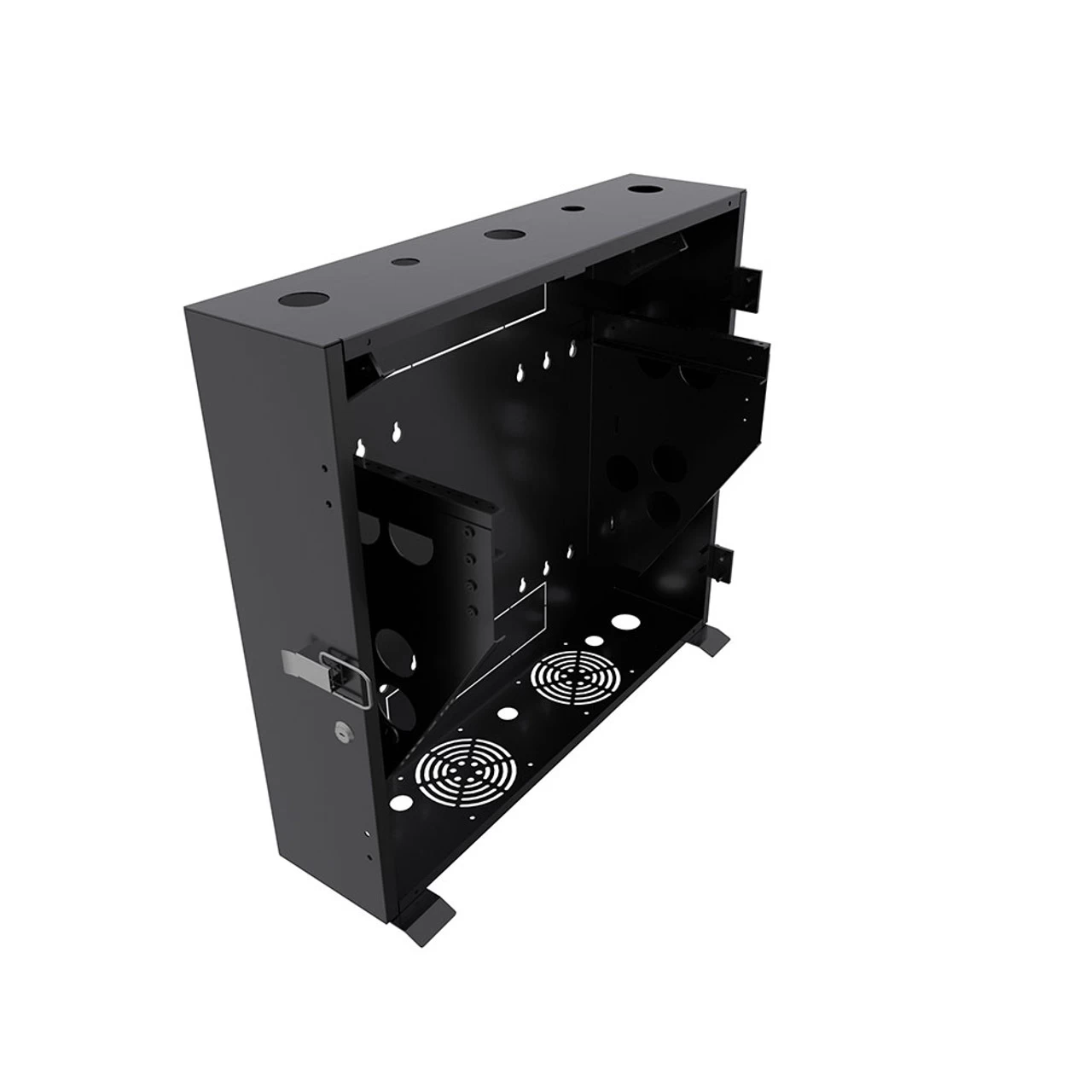 5U Vertical Wall Mount Enclosure, 12.7 Inch (325mm) To 15.7 Inch (400mm) Depth, Cold-rolled Steel, Black 5 5U Vertical Wall Mount Enclosure, 12.7 Inch (325mm) To 15.7 Inch (400mm) Depth, Cold-rolled Steel, Black - Image 3