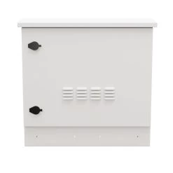 Floor Mount Outdoor Network Cabinet, 9U, Fans With Temperature Control, White, IP66-Rated