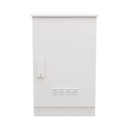 Floor Mount Outdoor Network Cabinet, 18U, Fans With Temperature Control, White, IP66-Rated