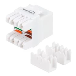 CAT5E Keystone Jack, Snap-In, 180-Degree Termination, Thermoplastic , White, 15-Pack, CE Compliant