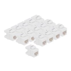 CAT5E Keystone Jack, Snap-In, 180-Degree Termination, Thermoplastic , White, 15-Pack, CE Compliant -Server Cabinet Accessories 00407010 4 45135.1655911761