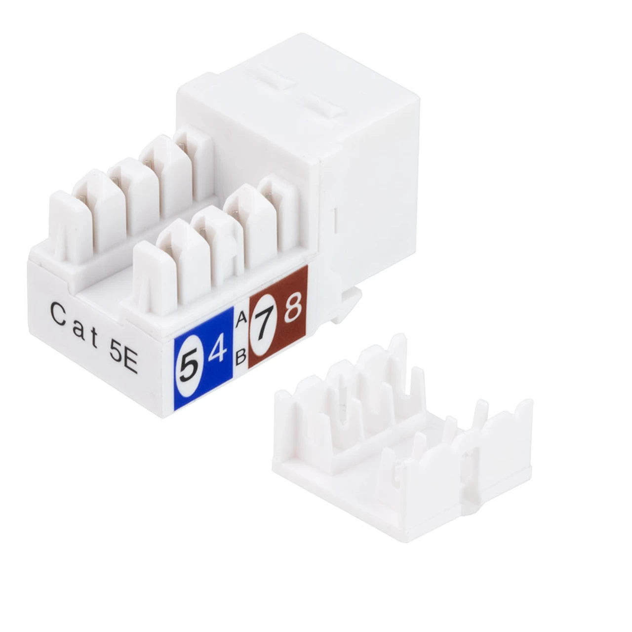 CAT5E Keystone Jack, Snap-In, 90-Degree Termination, Thermoplastic , White, 15-Pack, CE Compliant 3 CAT5E Keystone Jack, Snap-In, 90-Degree Termination, Thermoplastic , White, 15-Pack, CE Compliant