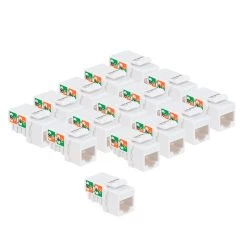 CAT5E Keystone Jack, Snap-In, 90-Degree Termination, Thermoplastic , White, 15-Pack, CE Compliant 9 CAT5E Keystone Jack, Snap-In, 90-Degree Termination, Thermoplastic , White, 15-Pack, CE Compliant -Server Cabinet Accessories 00407015 4 79281.1655911765