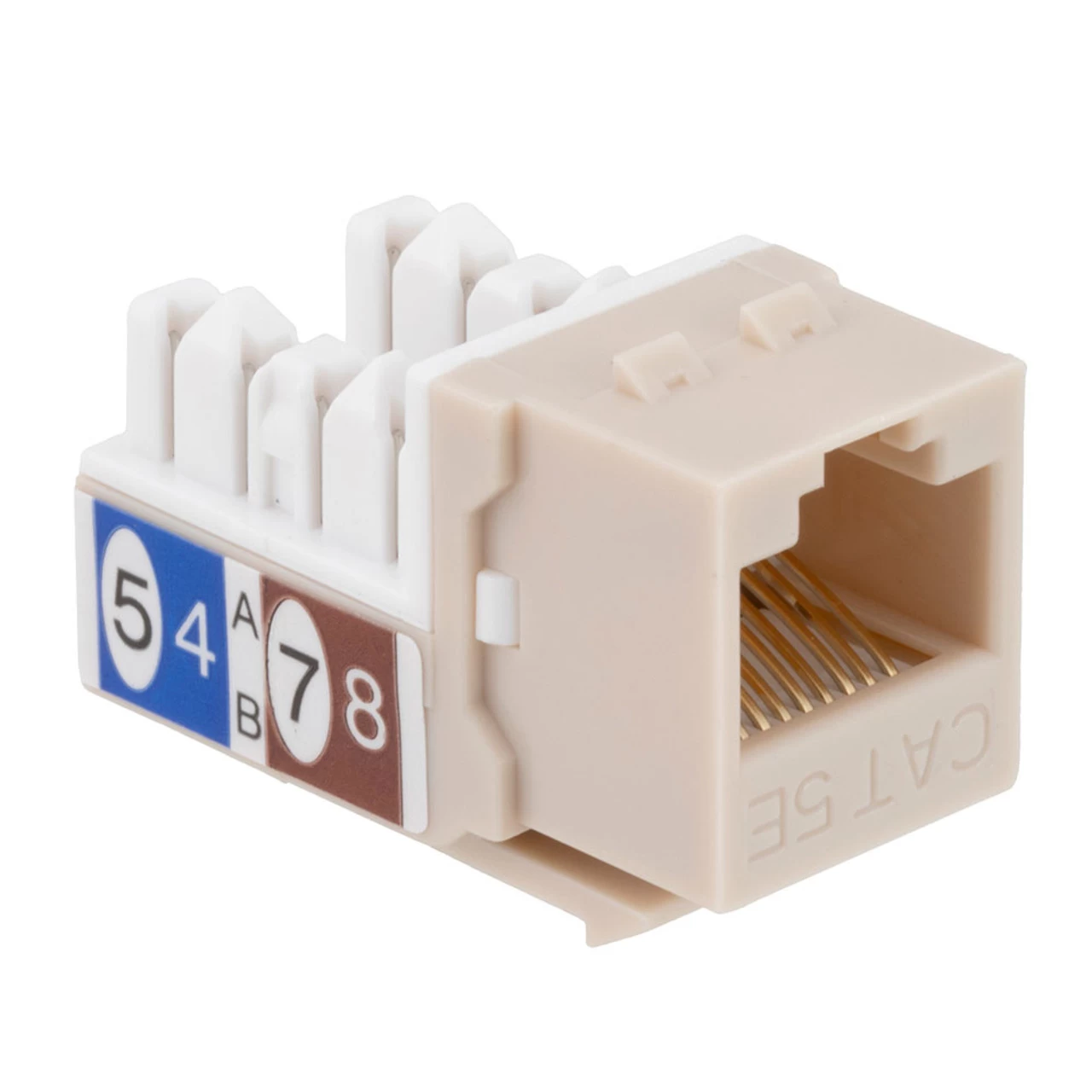 CAT5E Keystone Jack, Snap-In, 90-Degree Termination, Thermoplastic , Light Almond, 15-Pack, CE Compliant 5 CAT5E Keystone Jack, Snap-In, 90-Degree Termination, Thermoplastic , Light Almond, 15-Pack, CE Compliant - Image 3