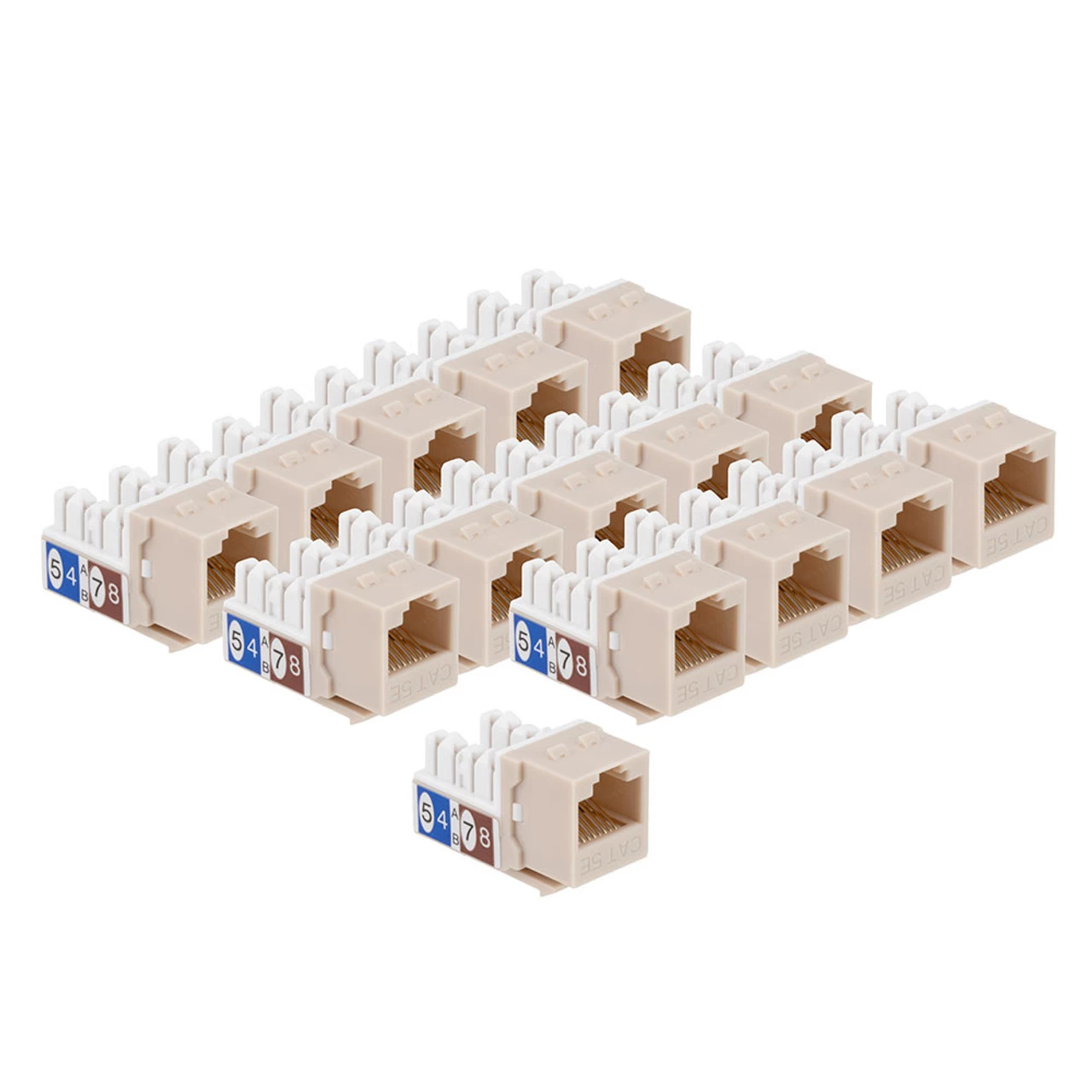 CAT5E Keystone Jack, Snap-In, 90-Degree Termination, Thermoplastic , Light Almond, 15-Pack, CE Compliant 6 CAT5E Keystone Jack, Snap-In, 90-Degree Termination, Thermoplastic , Light Almond, 15-Pack, CE Compliant - Image 4