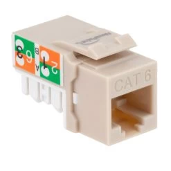 CAT6 Keystone Jack, Snap-In, 90-Degree Termination, Thermoplastic , Light Almond, 15-Pack, CE Compliant -Server Cabinet Accessories 00407026 2 61188.1655911775