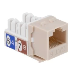 CAT6 Keystone Jack, Snap-In, 90-Degree Termination, Thermoplastic , Light Almond, 15-Pack, CE Compliant -Server Cabinet Accessories 00407026 3 37082.1655911775