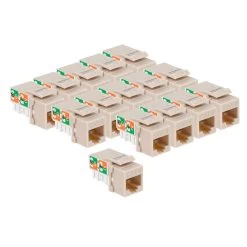 CAT6 Keystone Jack, Snap-In, 90-Degree Termination, Thermoplastic , Light Almond, 15-Pack, CE Compliant -Server Cabinet Accessories 00407026 4 38857.1655911775