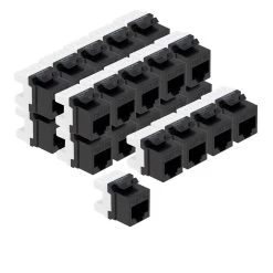 CAT5E Keystone Coupler, Female RJ45(8x8), Snap-In, Thermoplastic, Black, 25-Pack 9 CAT5E Keystone Coupler, Female RJ45(8x8), Snap-In, Thermoplastic, Black, 25-Pack -Server Cabinet Accessories 00407031 4 55999.1655911784