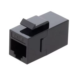CAT6 UTP Inline Keystone Coupler, RJ45 Female To RJ45 Female, Snap-In, 25 Pack, Black