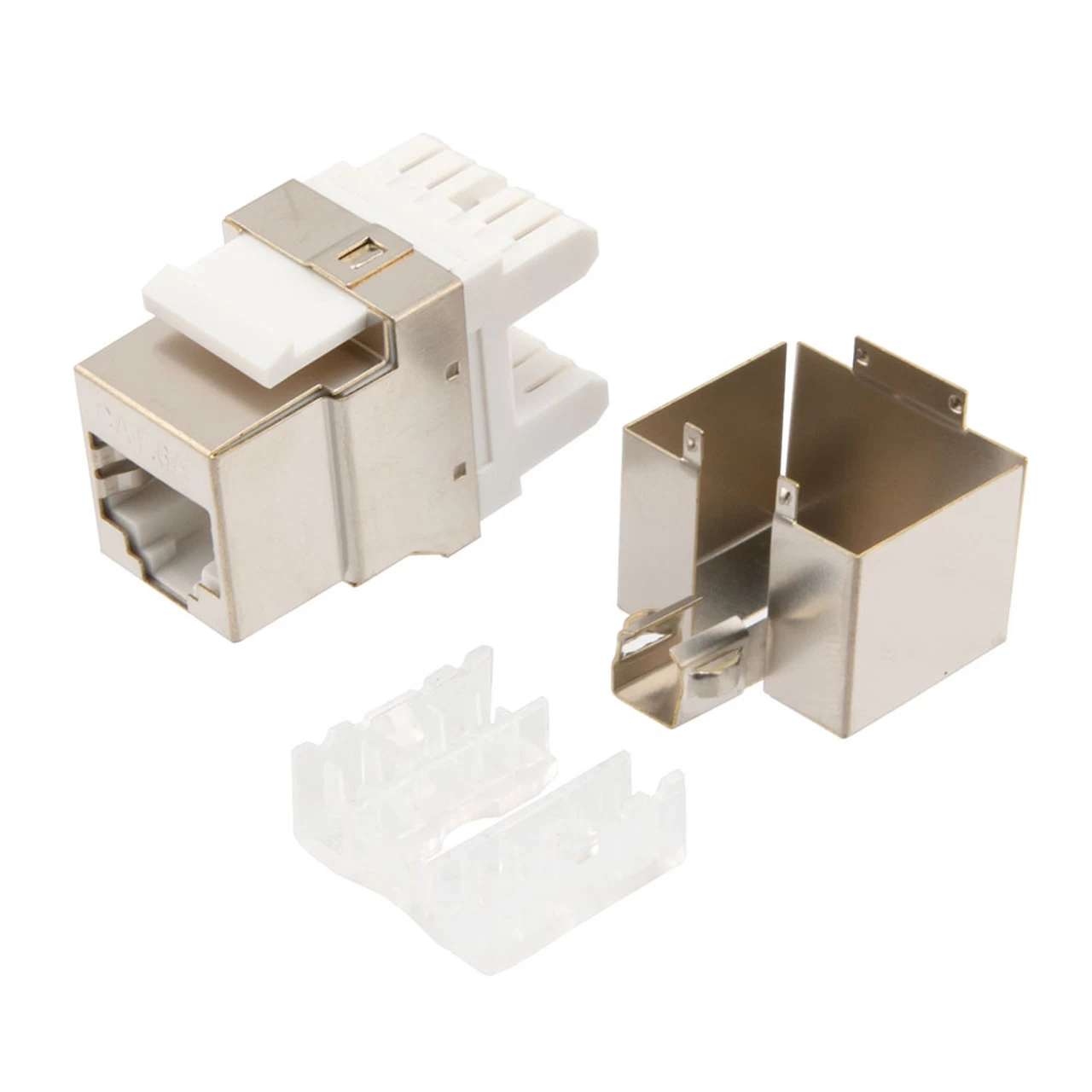 180 Degree CAT6A Keystone Jack, RJ45 Female, 10 Pack, FTP Shielded 3 180 Degree CAT6A Keystone Jack, RJ45 Female, 10 Pack, FTP Shielded