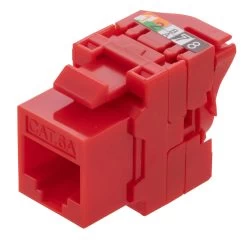 CAT6A Unshielded Toolless Keystone Jack, 25 Pack, Red